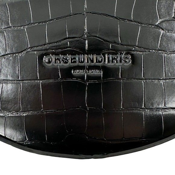 NWT Orseund Iris “Le Circle” Black Embossed Crocodile Vegan Leather Shoulder Bag - Picture 10 of 16